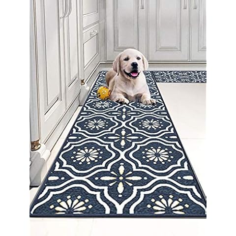 Yurun non slip hallway runner kitchen rugs non slip, Heavy Duty Hallway-Passage Corridor Kitchen - Navy blue 40x120cm Cover