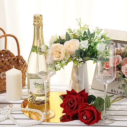 Image of Thyle 6 Pcs 10 Inch Acrylic Round Mirrors for Tables Centerpieces Circle Mirrors Candle Plates for Wall Wedding Table Centerpieces for Baby Shower Party, Thickness 1 mm (Gold)