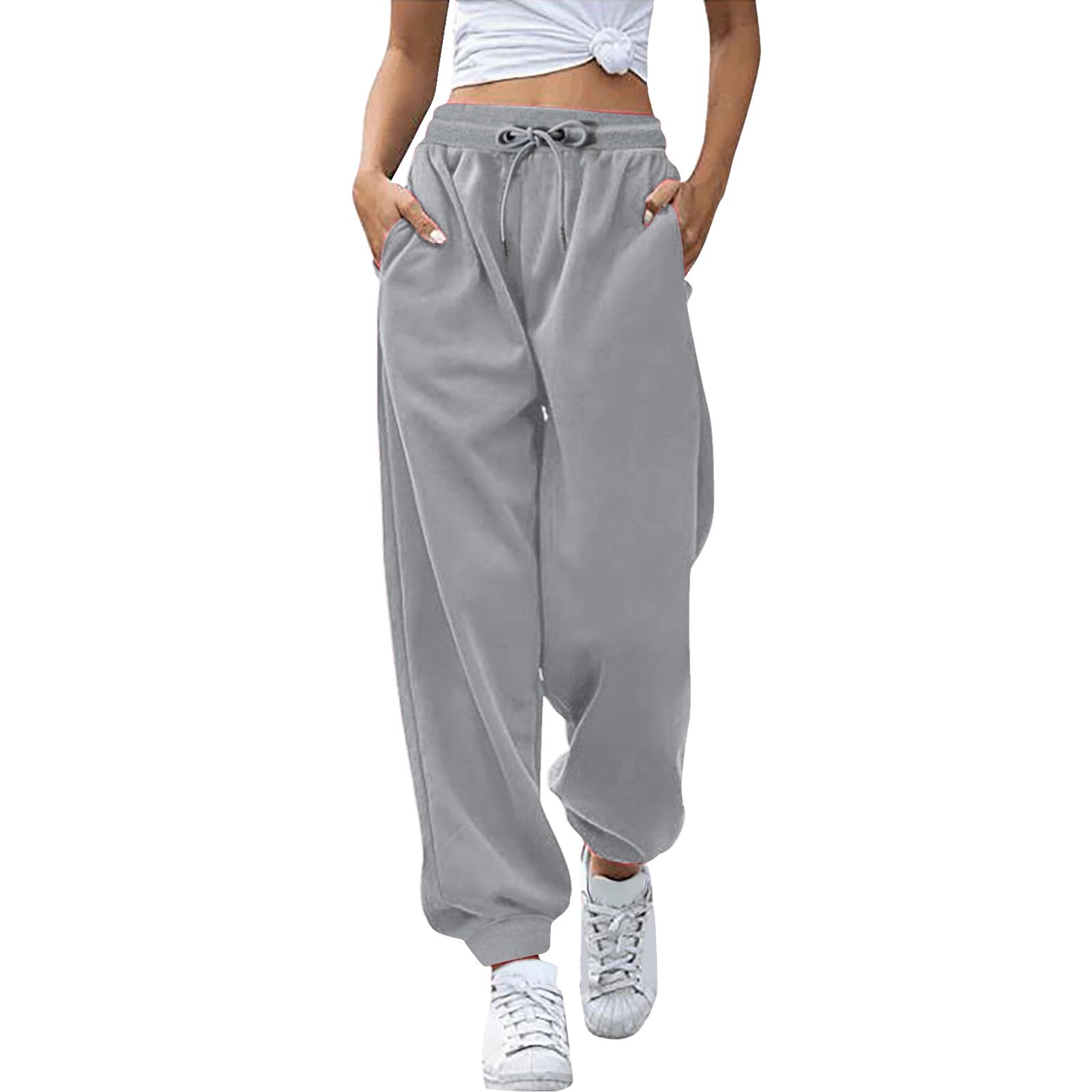 Womens Cotton Joggers Straight Leg Joggers Tracksuit Bottoms With