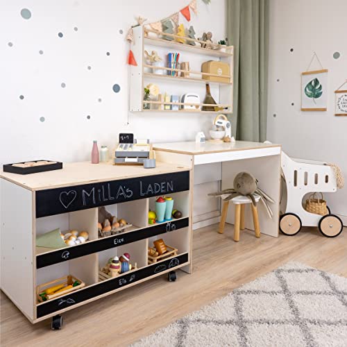 Meppi Rollout Schreibtisch und Kinderkaufladen aus Holz - Flexible Kinderzimmer Möbel - Kaufladen Kaufmannsladen – Bild 4