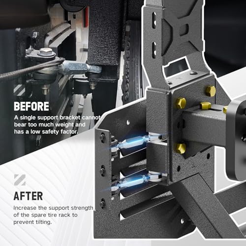 Image of for JL JLU Rear Bumper with Spare Tire Carrier Compatible with 2018 2019 2020 2021 2022 2023 2024 2025 2026 Jeep Wrangler JL JLU with LED Lights, License Plate Frame, 2 inch Hitch Receiver, D-rings