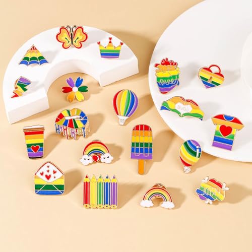 Image of 15PCS Rainbow Pride Lapel Pins LGBT Enamel Flag Brooch Accessories for Clothes Bags Hats Gifts Pride Pins (15)