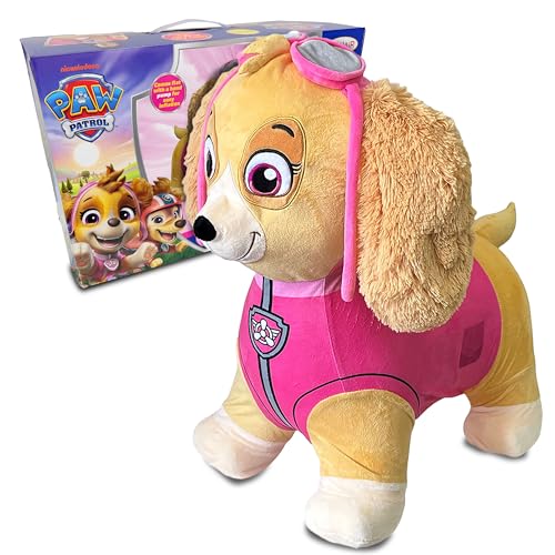 Playful Minds Bouncer Hopper for Toddlers 18M-3Y – Plush Cover, Easy Pump, Indoor/Outdoor Use – Boosts Balance & Motor Skills – Inflatable Jumpie Ride-On (Skye (Pink))