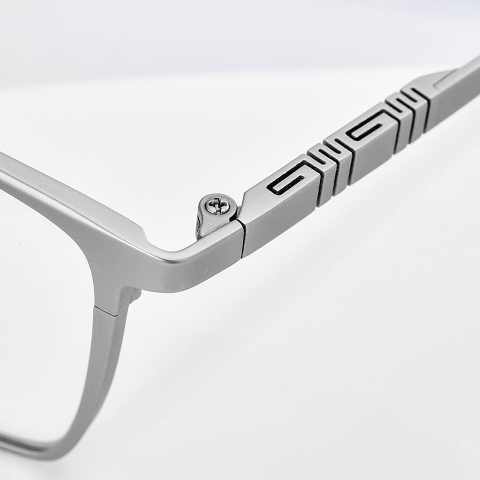 Quadratische Brillengestelle, Reine Titanbrille for Computer, ultraleichte, Nicht verschreibungspflichtige Brillen mit Silikon-Nasenpolster(Grey)