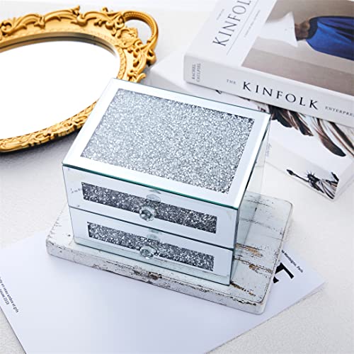 Generic YB3499 2-Layer Glass Jewelry Box For Women,Precious Item Storage Box,2 Drawers Luxury Jewelry Box thumb #4