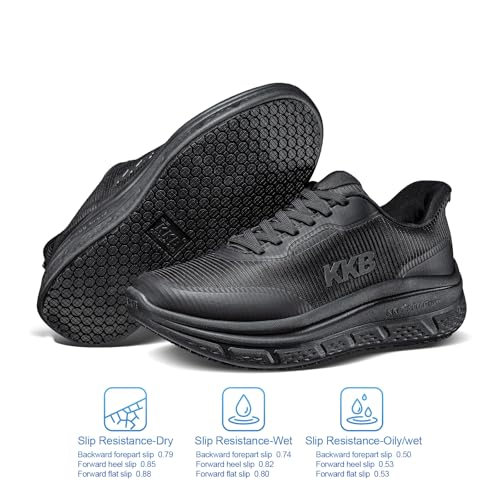 Image of Men's Non Slip Work Shoes Waterproof Easy Slip Sneakers for Kitchen Restaurant Chefs Nurses with Arch Fit Support Orthopedic
