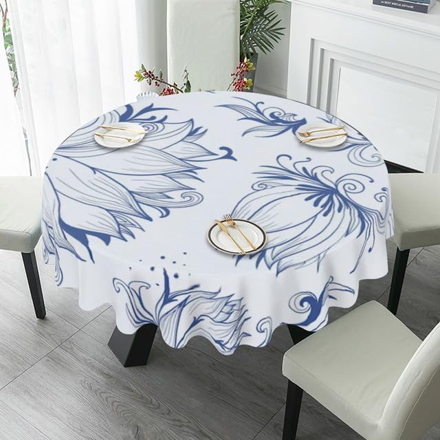 Miniatura 4 de Bidesign Mantel redondo decorativo con estampado floral, impermeable, resistente a las arrugas, resistente a las manchas, mantel de cocina y comedor