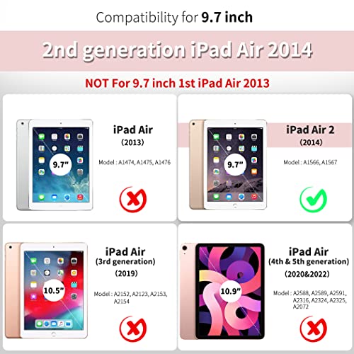 EasyAcc Case Compatible with iPad Air 2, Ultra Thin Translucent Matt Back Cover with Auto Wake/Sleep Function Compatible with iPad Air 2 A1566/A1567 Rose Gold