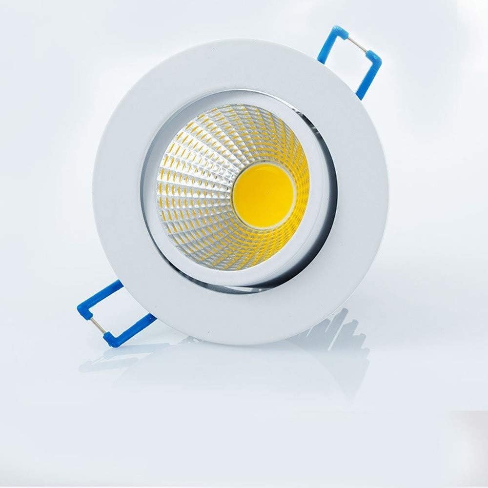 Recessed White Round Three-Color LED Recessed Spotlight Hotel Restaurant Household Commercial Lighting Recessed Ceiling Light 65-78mm Adjustable Recessed Downlight Integrated (Size : 7w)