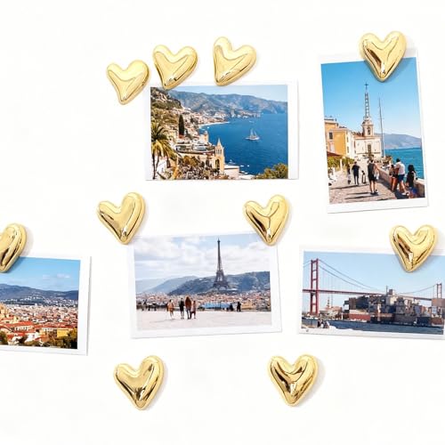 Set de 24 imanes decorativos en forma de corazón dorado miniatura 5
