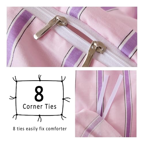 Housse de couette rose et violette Herside pour lit simple toutes saisons