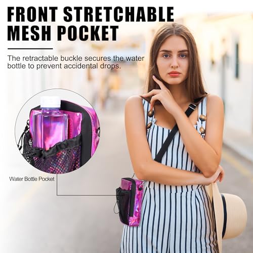 Geestock Mini Crossbody Bag With Water Bottle Pocket, Holographic Casual Sling Bag, Small Shoulder Bag for Men Women2