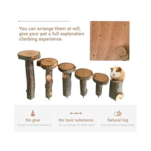 Hamster climbing wooden stand platform, pet cage playground natural wood bridge ramp toys for dwarf hamsters, syrians hamster, gerbil, mouse, rat - image 7