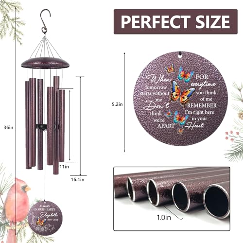 Image of ASTARIN Personalized Memorial Wind Chime for Loss of Loved One 30 /36 /45 inch, Sympathy Deep Tone Wind Chimes for Mom Dad /Mother Father, Remembrance Gifts for Grief Condolence Funeral, Made in Texas