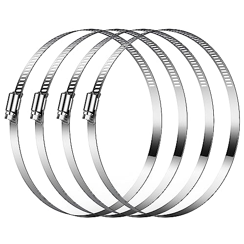 VIVOSUN Stainless Steel Air Ducting Clamps, 6/8/12 Inch Adjustable Hose Clamps with Worm Drive for Ducting, Heating, Cooling, Exhaust, and Ventilation (Pack of 4) by VIVOSUN - Used condition - US$9.06