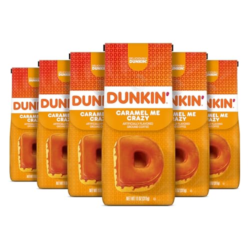 Dunkin' Caramel Me Crazy Flavored Ground Coffee, 11 Ounces (Pack
