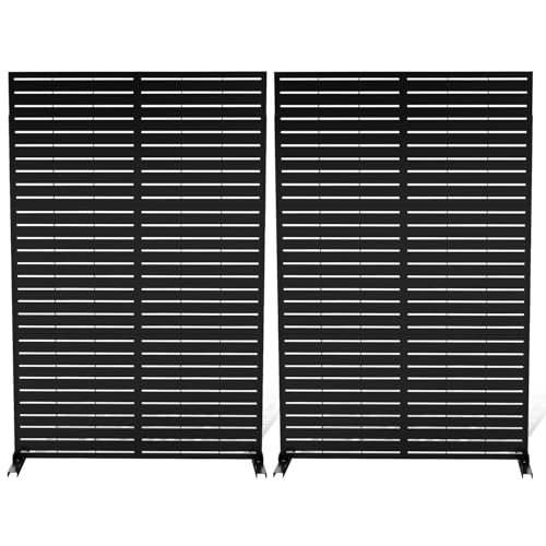 FOOWIN Metal Privacy Screen Outdoor Set of 2, 72'...