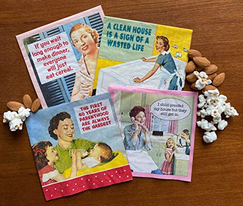 Retro Cocktail Napkin - Funny Cocktail Napkins For Women Boxed Variety Pack 40 Total Napkin #TOP6