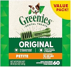 GREENIES Canine Dental Dog Treats Original Petite 60 Chews Value Pack 1.02Kg