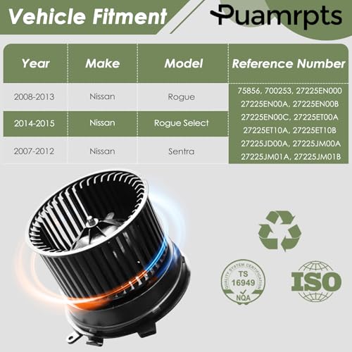 Image of AC Heater Blower Motor Assembly Compatible with Nissan Rogue 2008-2013, Sentra 2007-2012 - Replace# 27225ET00A
