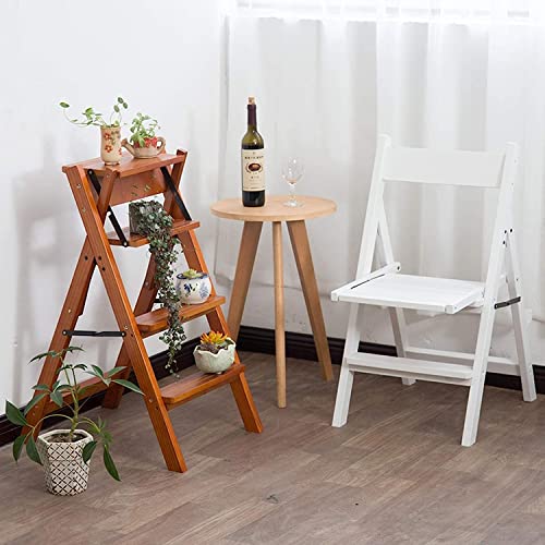 Escabeau 4 marches en bois blanc stable pour attraper les hauteurs - 8