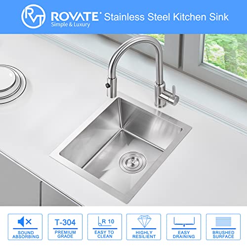 Bar Sink, Rovate 13 X 15 Inch Undermount Bar Or Kitchen Sink, Handmade Single Bowl T-304 Stainless Steel Small Bar Sink #TOP2