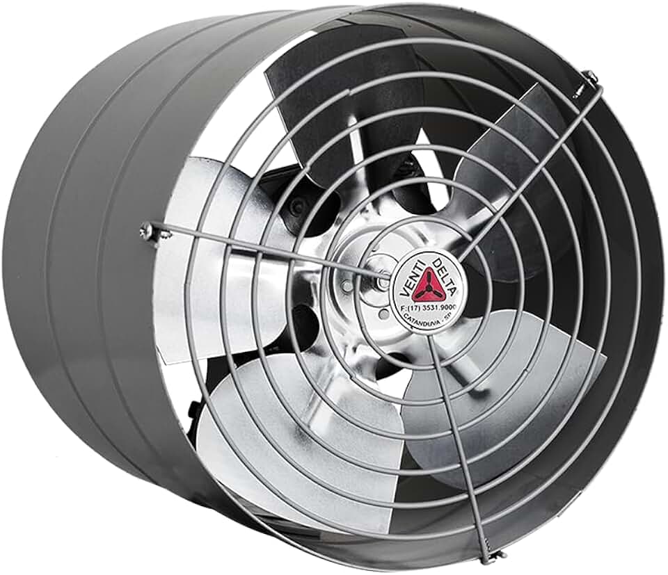 Venti-Delta Exaustor Linha Pesada Baixa Rotação 20cm Bivolt Cinza