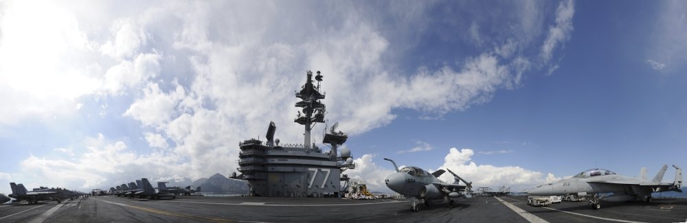 The aircraft carrier USS George H.W. Bush Poster Print (49 x 16)