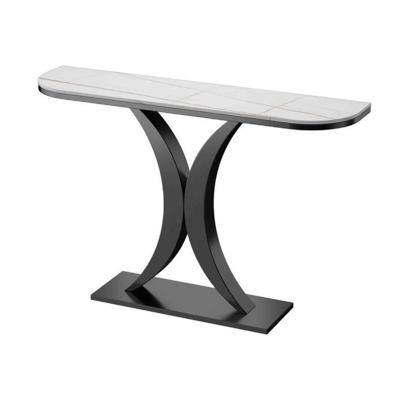 Mesa consola estrecha para recibidor, mesa auxiliar moderna, mesa consola con estructura metálica, mesas auxiliares para pasillo, entrada, vestíbulo, sala de estar, fácil de montar (Negro B, 120 cm/
