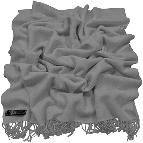 CJ Apparel Blue Grey Gray 100% Cashmere Shawl Gray Pashmina Scarf Wrap Stole Head Wrap Hand Made in Nepal New3