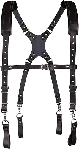 Miniatura 8 de Sistema de suspensión de cuero Stronghold, cómodos tirantes acolchados y totalmente ajustables de cuero para cinturón de herramientas.