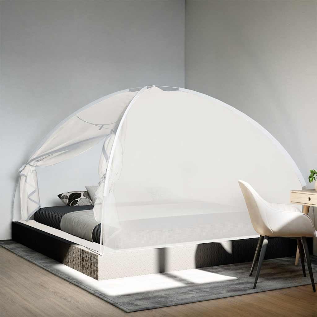 vidaXL Mosquito Net Mongolia with Doors, Bed Mosquito Mesh Net for Bedroom Decorative, Bed Tent Canopy for Mosquitoes Insects Flies, 220 Mesh White