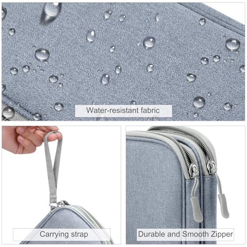 Image of FYY Electronic Organizer, Travel Cable Organizer Bag Pouch Electronic Accessories Carry Case Portable Waterproof Double Layers Storage Bag for Cable, Charger, Phone, Earphone, Medium Size, Light Grey