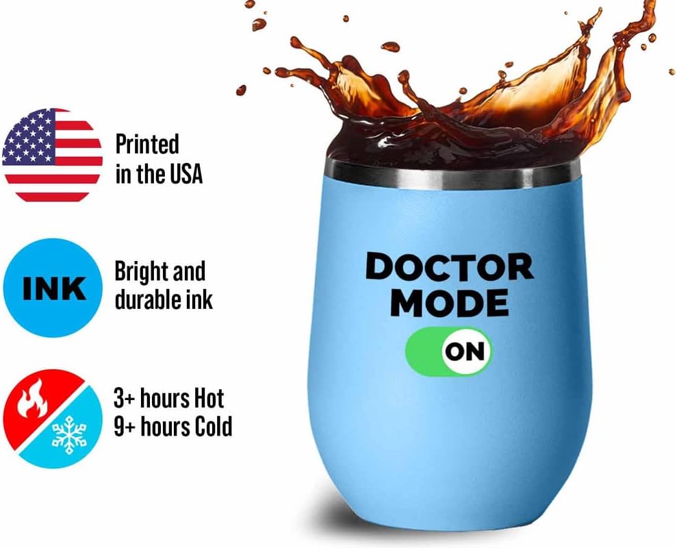 Pharmacist Blue Edition Wine Tumbler 12oz - Doctor mode on - Nurse Doctor Chemist Pharmacy Technician Patient Practicioner Laboratory Research Technologist