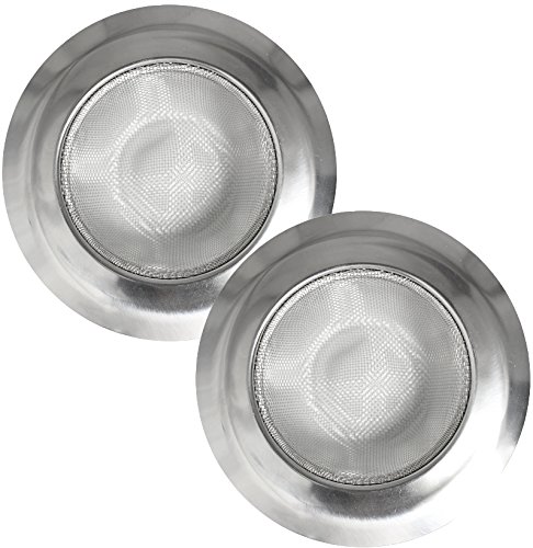 Two Pack Stainless Steel Kitchen Sink Strainers Large Standard Size by Virtual Elements 4.5 Inch Diameter