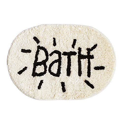 Colorpapa Round Bath Mat Bathroom Door Mat with Word Bath Pattern Funny