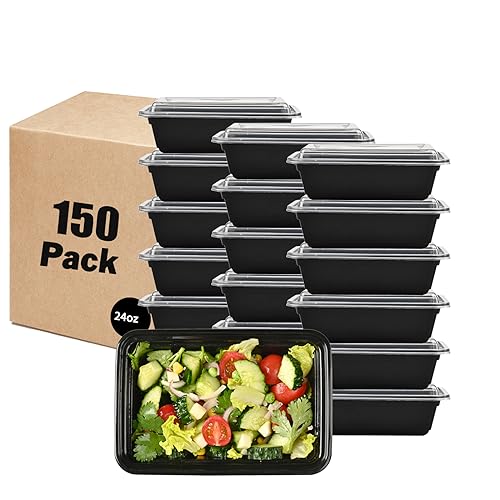 Image of LOKATSE HOME 150 Pack Meal Prep Containers 24 oz Reusable Storage Lunch Bento Boxes, Freezer and Dishwasher Safe & Stackable