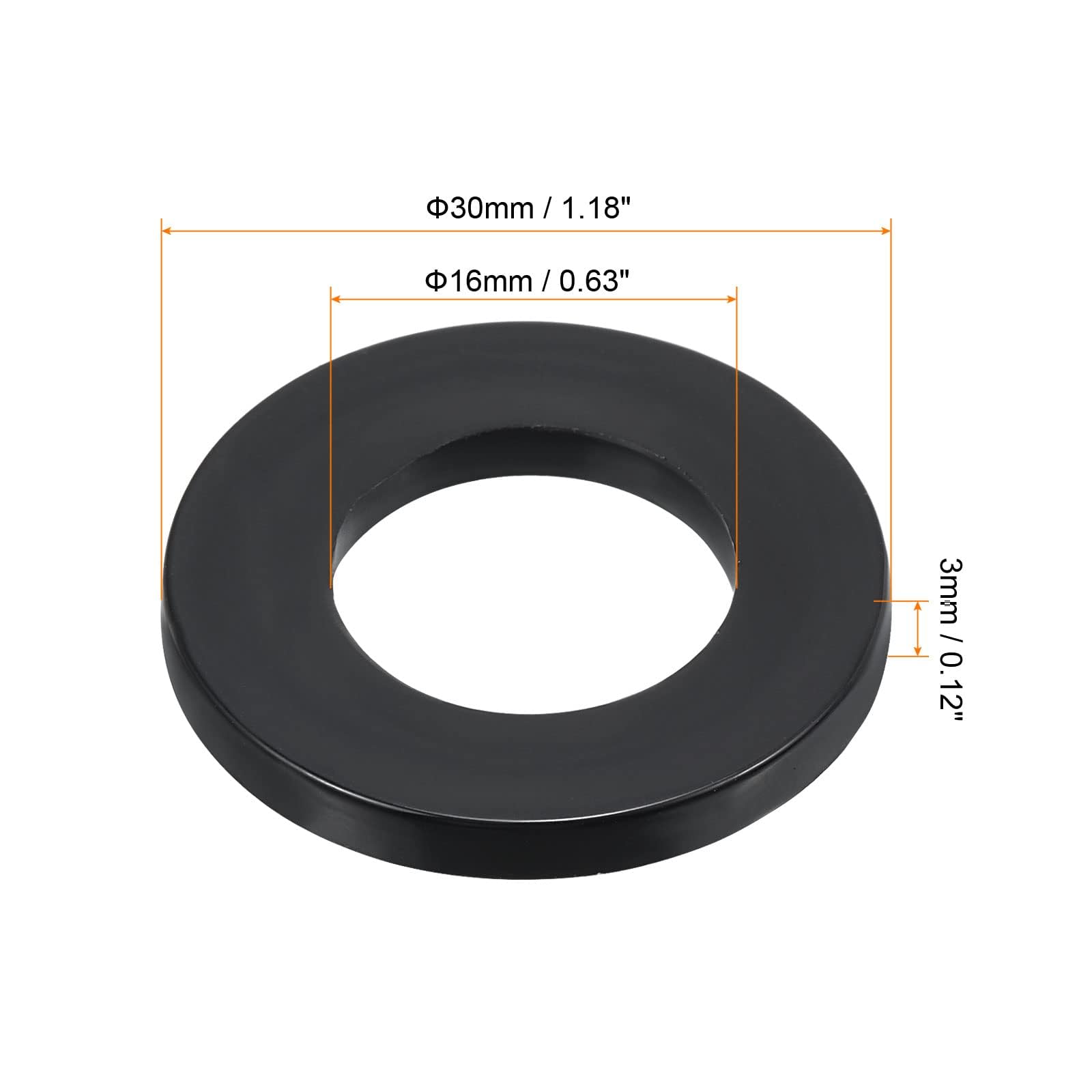 TOP-VIGOR 12Pcs Black Nylon Flat Washers - Image 2