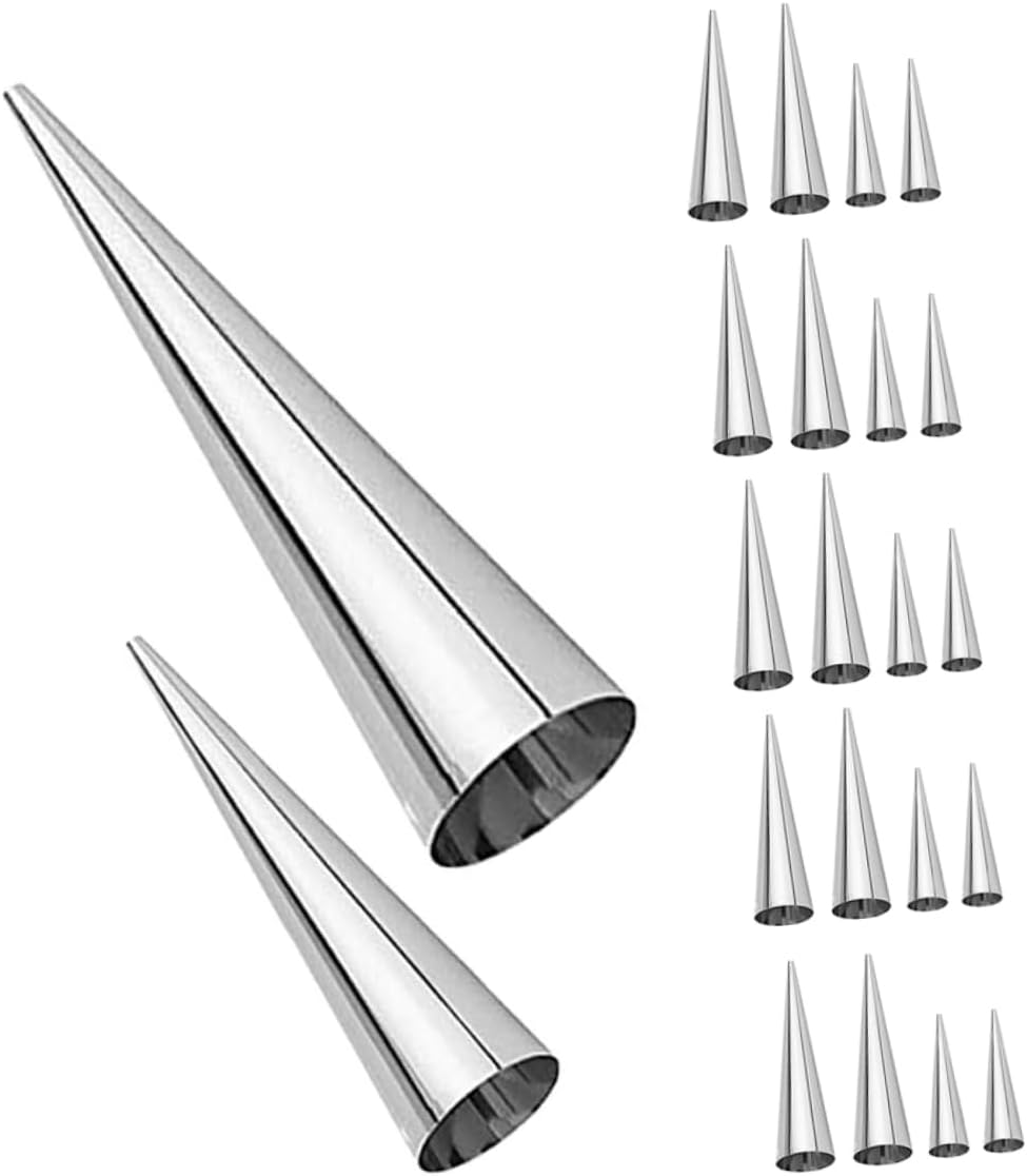 Mobestech 20 Pcs Pastry Mold Home Baking Mold Baking Tools Croissant Metal Tubes Pastry Horn Forms Horn Croissant Tubes Bread Making Tool Stainless Steel Silver