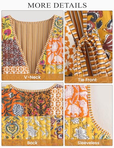 Wyeysyt Women's Cropped Floral Quilted Puffer Vest Printed Lightweight Sleeveless Padded Gilet Outwear3