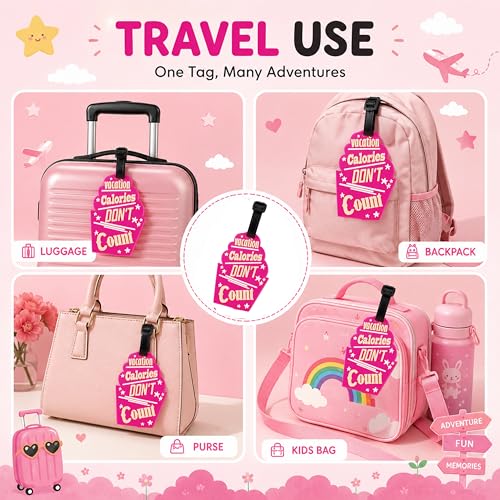 Image of Storite Pack of 2 Luggage Tags with Black Silicon Strap (Dark Pink)