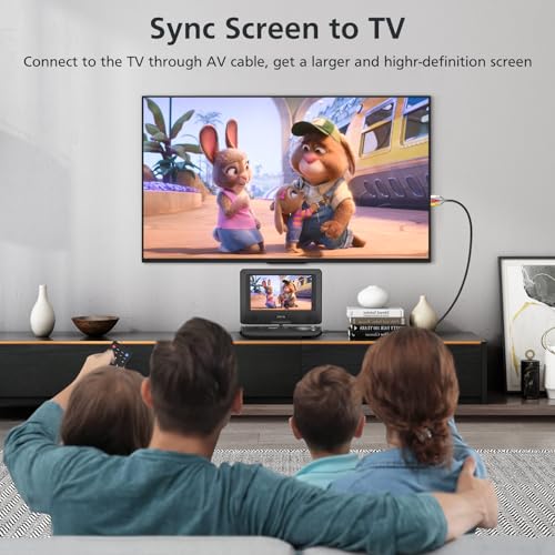 Image of 11.5 inch Portable DVD Player for Kids and Car, 9.5 inch Swivel HD Screen with 4-6 Hours Built-in Battery, Support Sync Screen to TV, Support SD Card /USB /Multiple Disc Formats (Black)