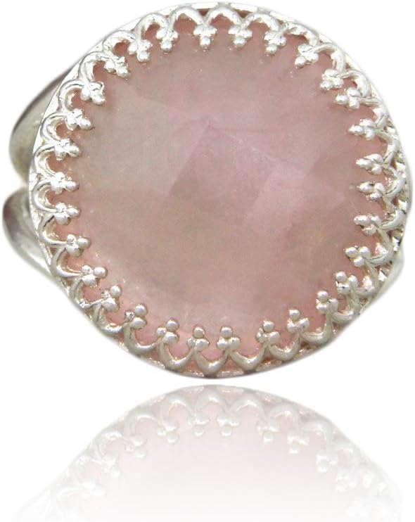 Feminine Ring - Lovely Rose Quartz Ring in Sterling Silver - Classy 925 Sterling Silver Rings for Women - Handmade by Artisan - Sizes 3 to 12.5 - With Box