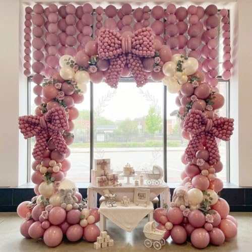 Image of Dusty Pink Linking Balloons, 100PCS 6 Inch Small Blush Pink Link Balloons for Making Balloon Wall Heart Arch, Quick Linked Balloon for Wedding Birthday Bride Baby Shower Graduation Party Decorations