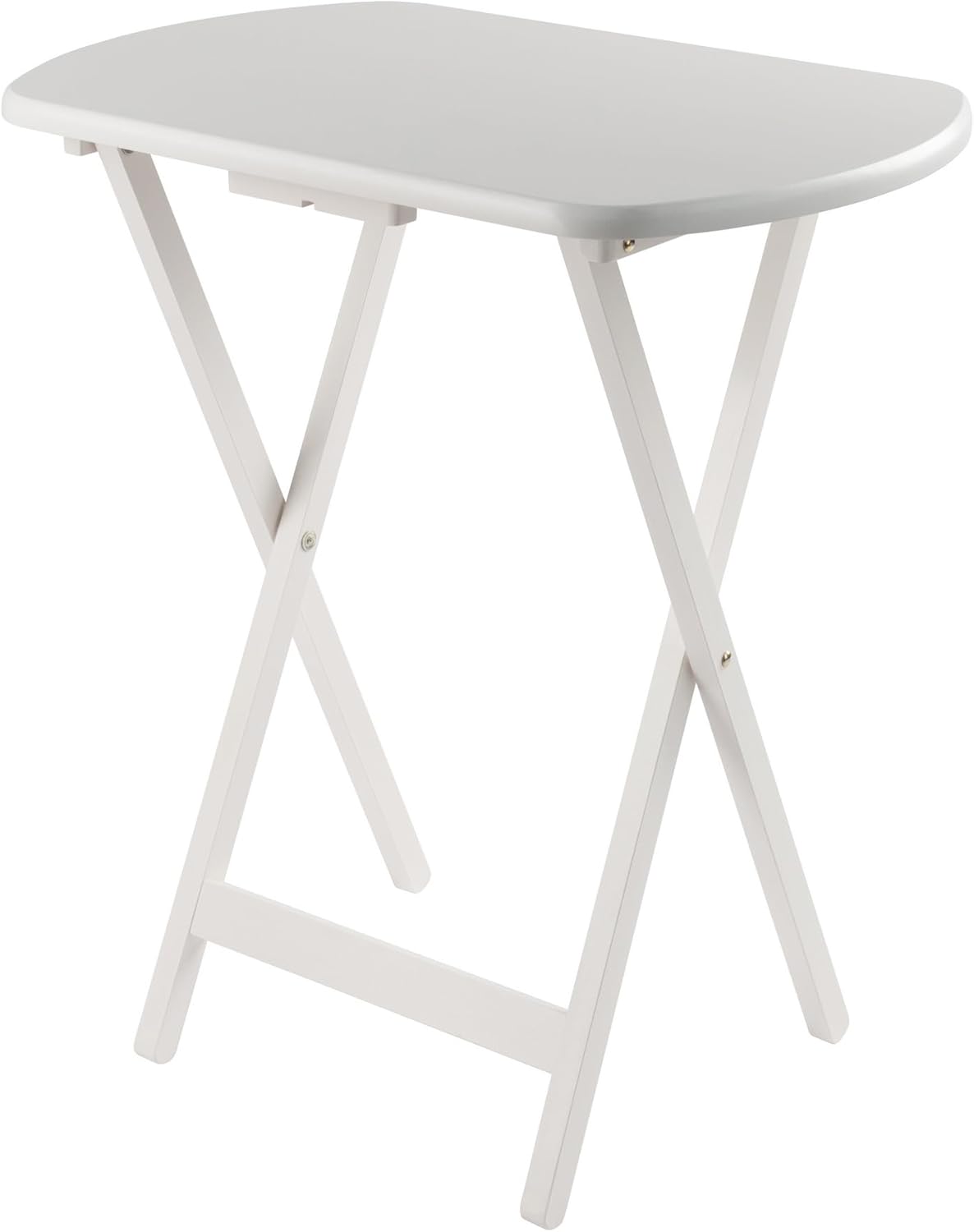 Winsome Corbett Set of 4 Oversized Foldable Snack Tables with Storage Rack, Easy to Store Portable Fold Up Table Set for Kitchen, Living Room TV Dining, Crafts, Puzzles, Work from Home