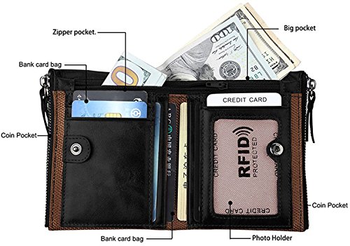 Men Coin Purse Bifold Wallet Genuine Leather Zipper Change Purse Coin Pouch2