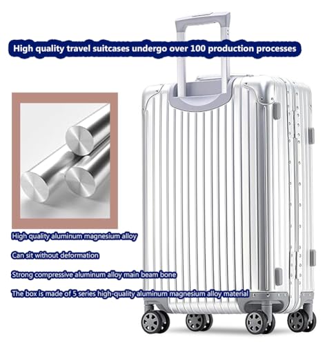 100% All Aluminium Suitcase Carry on Cabin Luggage TSA Password Lock Hard Shell with Swivel Wheels,Blue,26in4