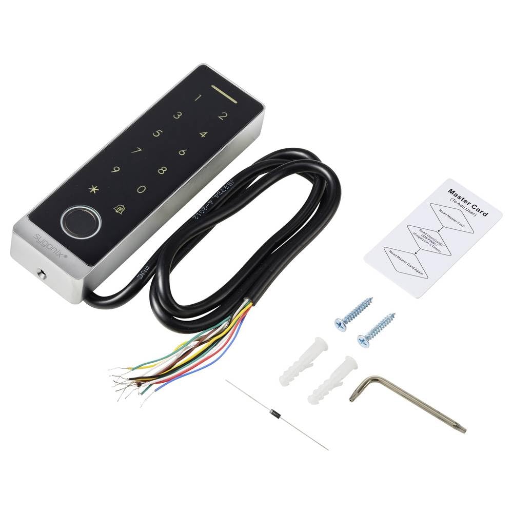 Sygonix SY-7372602 Fingerprint/RFID Zugangssystem Aufputz 12 V/DC, 18 V/DC IP66 mit beleuchteter Tastatur, mit Touchscr