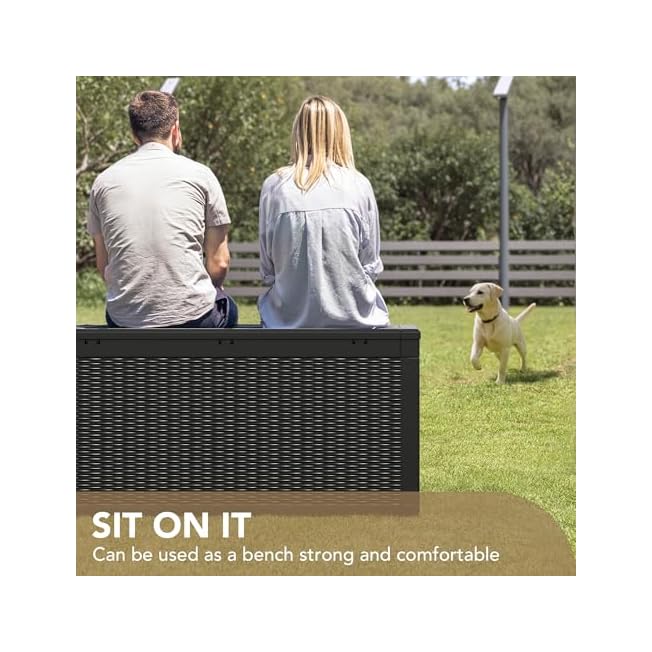 Devoko 100 Gallon Waterproof Large Resin Deck Box Indoor Outdoor Lockable Storage Containe