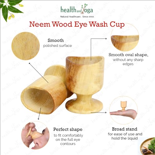 Image of HealthAndYoga ChillEyes Neem Wood Eye Wash Cup (Pack of 2)- Ayurvedic Benefits- Refreshes & Washes impurities from Eyes- Smooth Carved- Relieves eye strain, redness, irritation- For Whole Family
